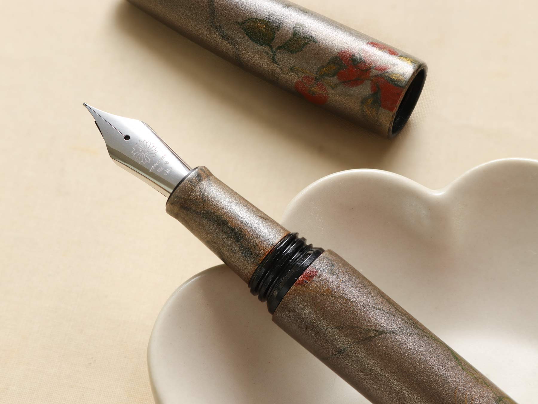 Wancher Urushi-e-Persimmon Tree Fountain Pen