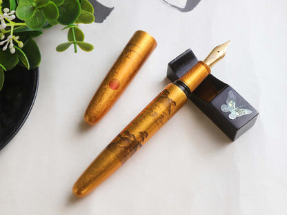 Rising-Sun-Tamesukashi-Dream Pen Wancher Fountain Pen Urushi Stainless Steel Gold plated Nib