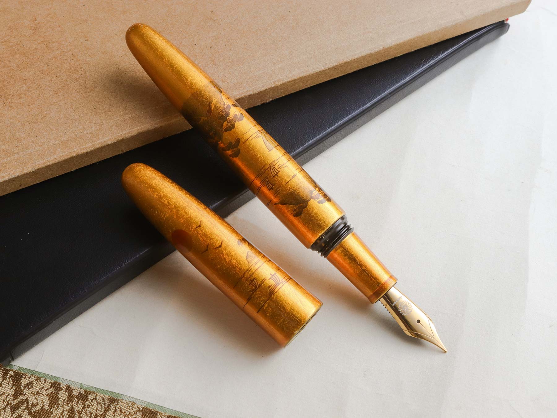 Rising-Sun-Tamesukashi-Dream Pen Wancher Fountain Pen Urushi Steel Nib