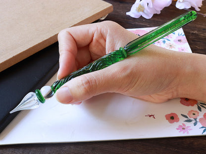 Kunisaki - Glass Dip Pen Set - Shamrock Green - Wancherpen International