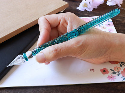 Kunisaki - Glass Dip Pen Set - Jade Vine - Wancherpen International