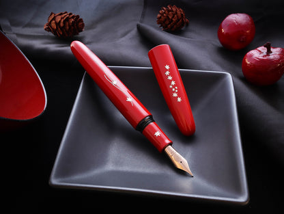 Zogan Momiji - Urushi Red Fountain Pen - Wancher Pen