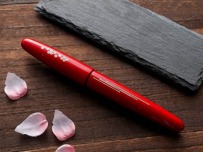 Zogan 桜の川 Sakura River - Urushi Red Fountain Pen - Wancher Pen