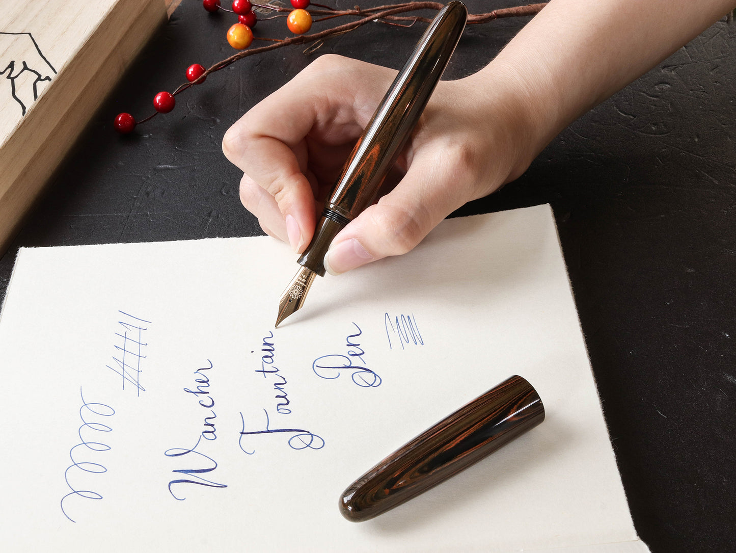 True Ebonite - Marble Brown Fountain Pen - Wancher Pen