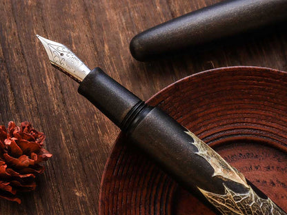 季映 Kiei Urushi - Holly Olive Black Fountain Pen - Wancher Pen