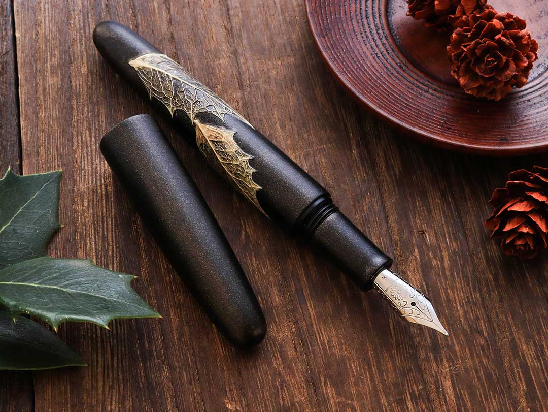 季映 Kiei Urushi - Holly Olive Black Fountain Pen - Wancher Pen