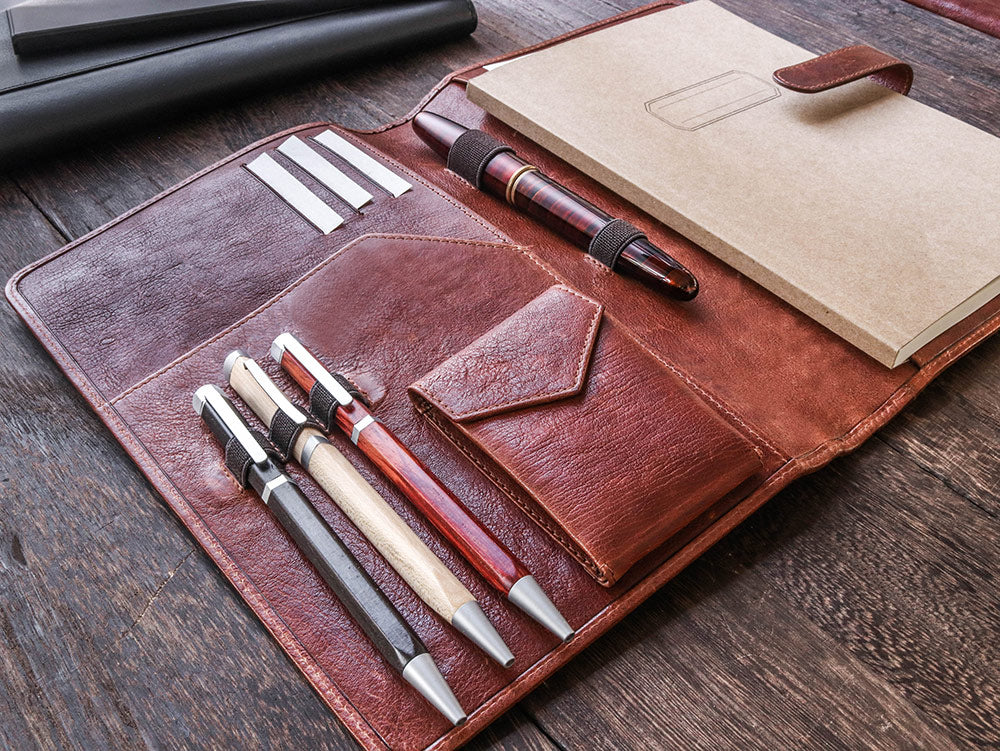 Leather Notebook Cover A5 - Compact - Cognac Brown - Wancherpen International