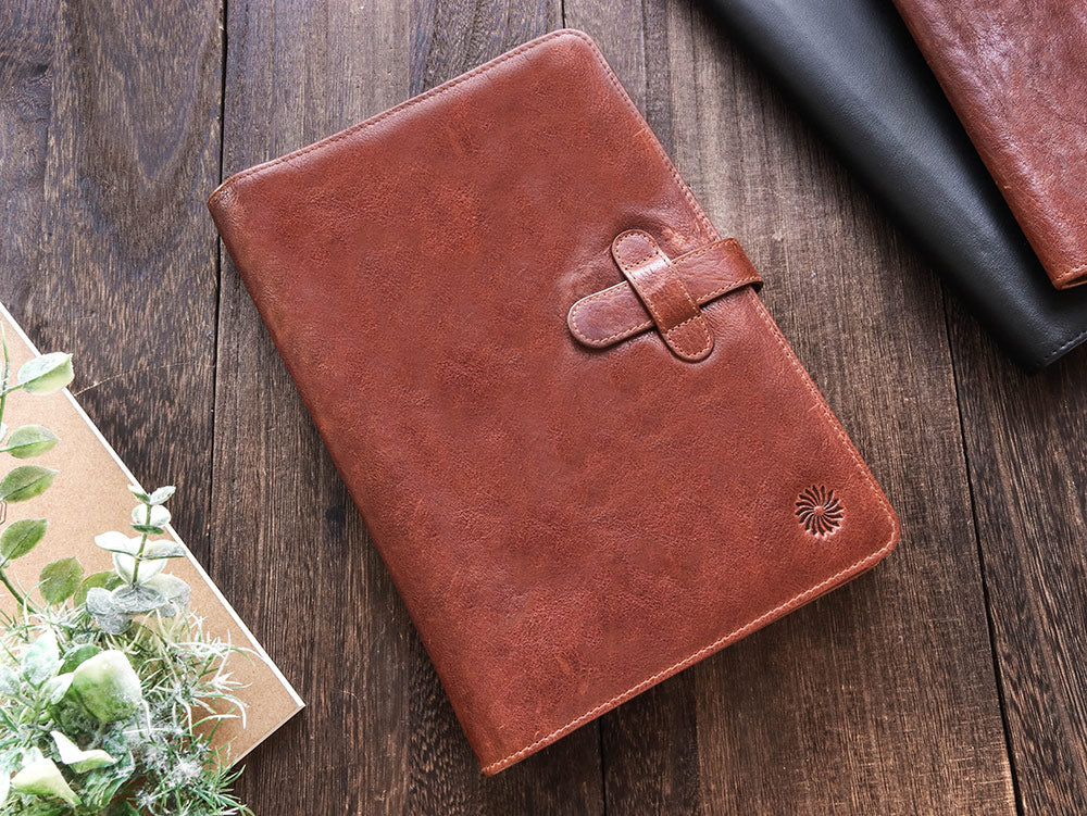 Leather Notebook Cover A5 - Compact - Cognac Brown - Wancherpen International