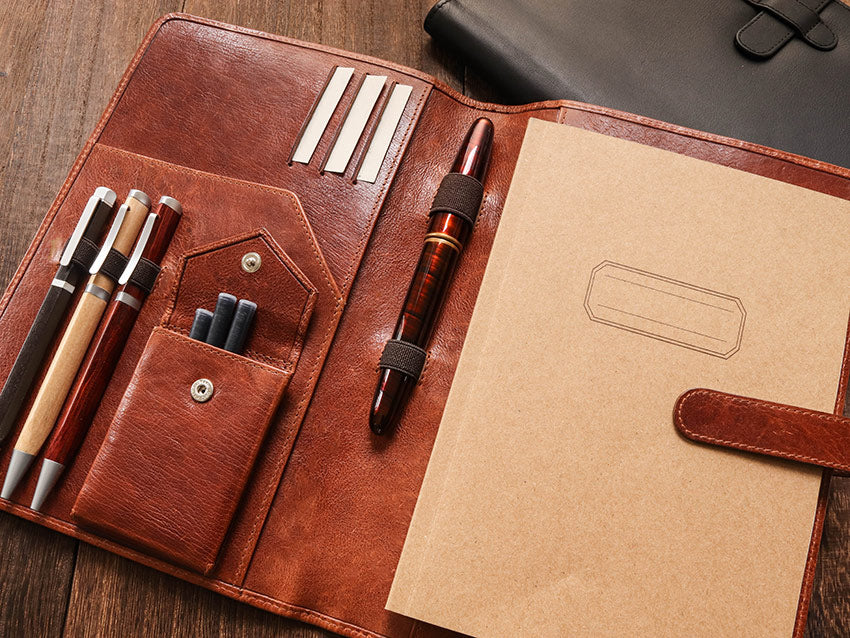 Leather Notebook Cover A5 - Compact - Cognac Brown - Wancherpen International