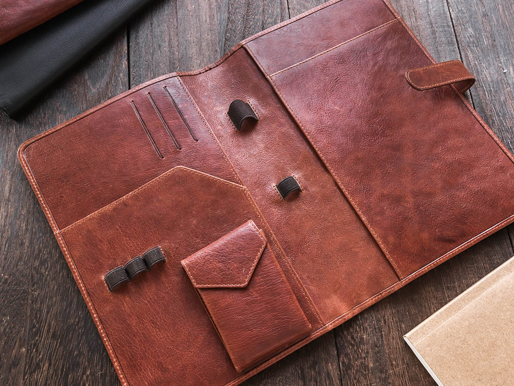 Leather Notebook Cover A5 - Compact - Cognac Brown - Wancherpen International