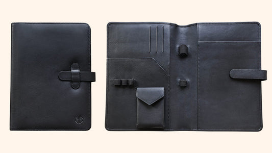 Leather Notebook Cover A5 - Compact - Black - Wancherpen International