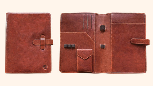 Leather Notebook Cover A5 - Compact - Cognac Brown - Wancherpen International