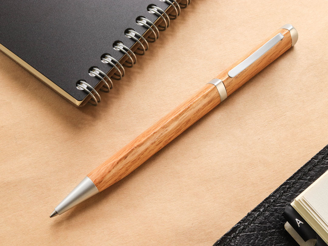 Meiboku Triangular Oak Ballpoint Pen - Wancher Pen